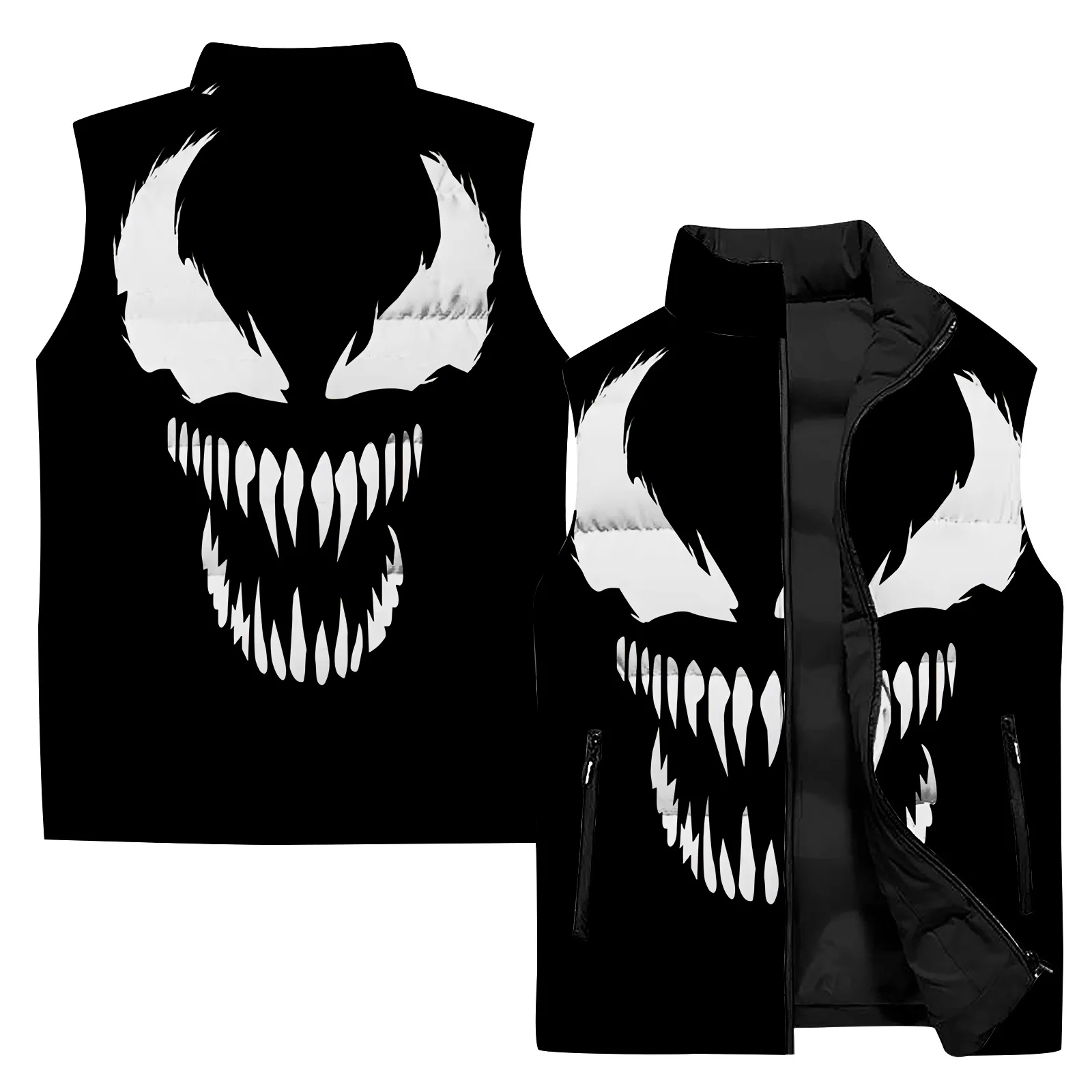 thumbnail image 1 of Chaleco de invierno grueso y de algodón con estampado de veneno, cómodo y cálido, chaquetas para hombre, ropa para hombre, abrigos térmicos, 1 of 4