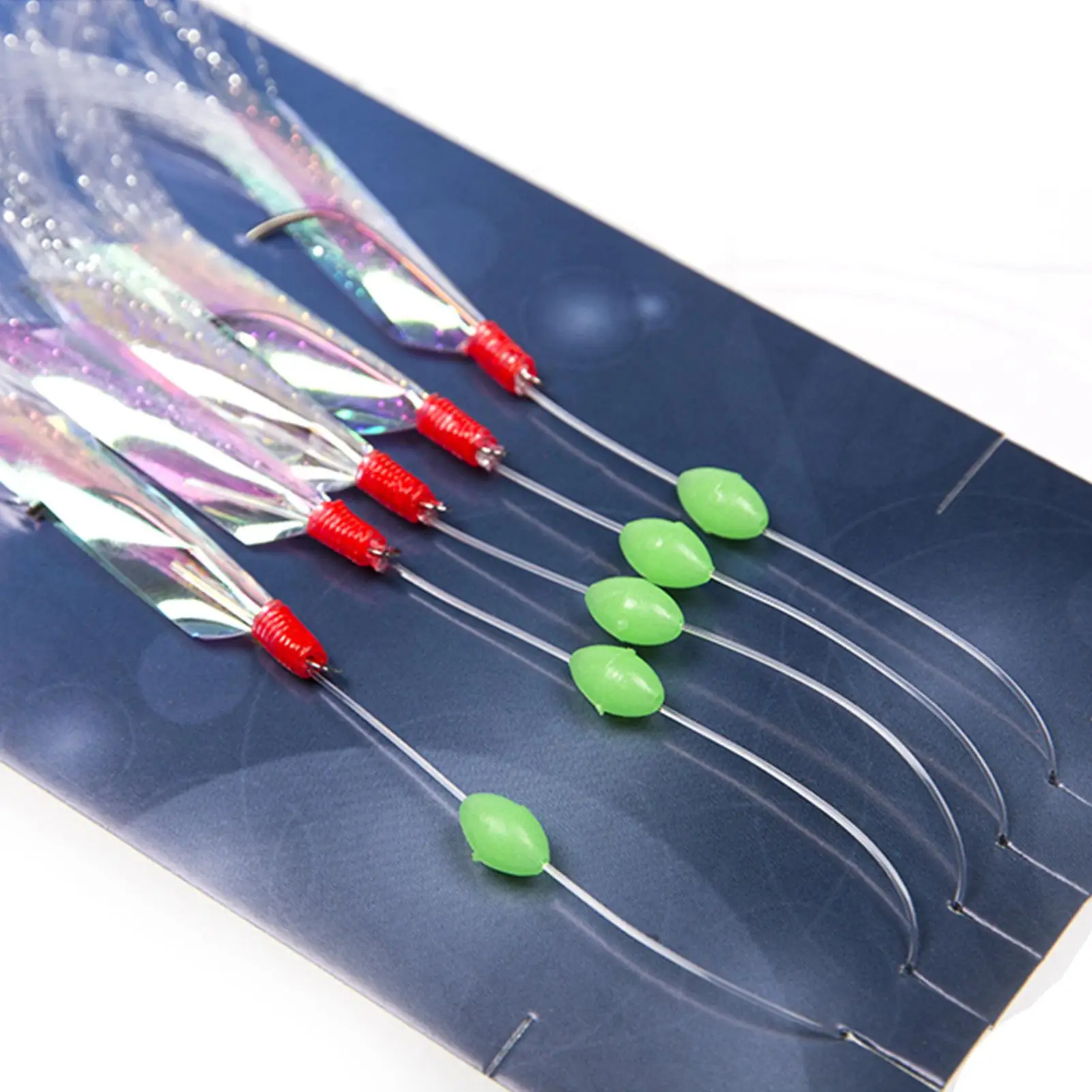 5pcs Luminous Cluster fishing Lure Simulated string hook Glow Fish Bait Rigs Saury Squid Mackerel Scad Saltwater Fishing Tackle