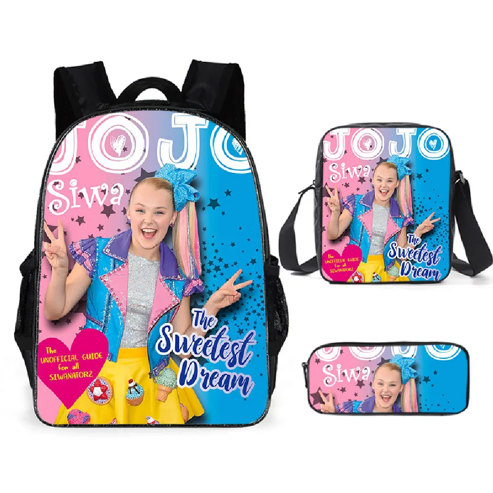 Classic Trendy Funny JOJO SIWA 3D Print 3pcs/Set pupil School Bags Laptop Daypack Backpack Inclined shoulder bag Pencil Case
