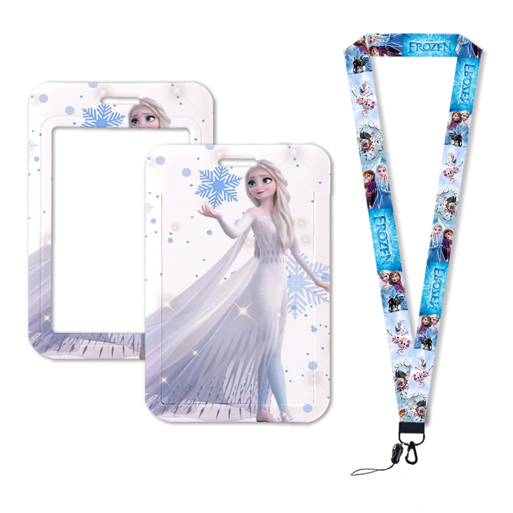 Hot-Selling Frozen 2 Elsa Anna Princess Olaf Cute Design Badge Holder ID Credit Card Pass Hang Rope Lanyard Accessories Gifts 4