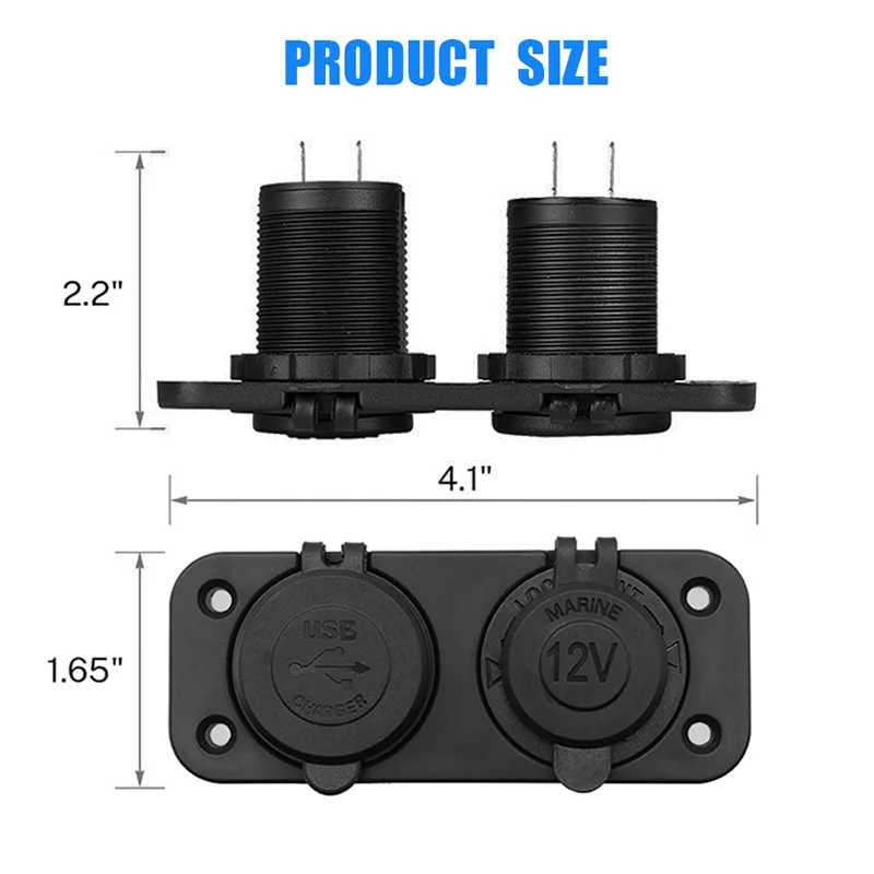12V USB-Buchse Panel Quick Charge 3.0 20W Dual PD USB C Steckdose Zigarettenanzünder-Adapter für Auto Boot RV Motorrad – Detail 4