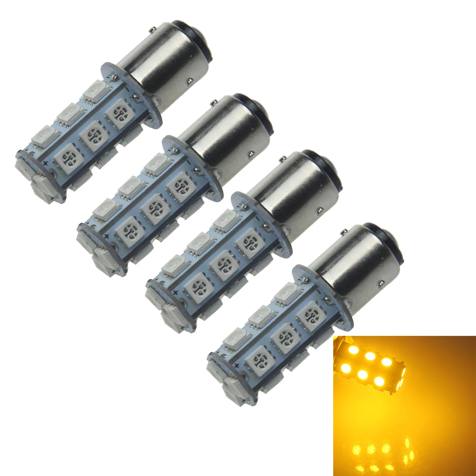 4 шт., желтые автомобильные тормозные лампы BAW15D