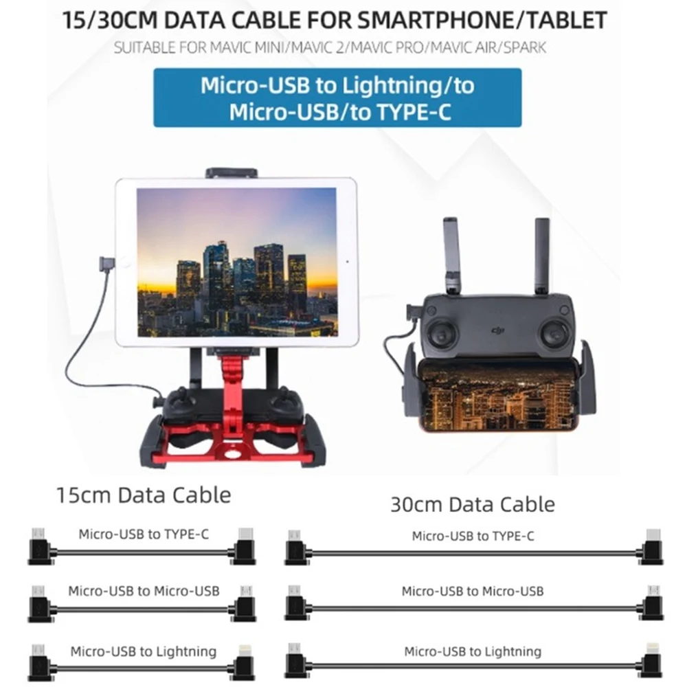 Cavo Dati Micro-Usb A Lightning/Type-C/Micro-Usb Smartphone Tablet 15/30Cm Linea Per Dji Mavic Mini/ Se/Mavic 2/Mavic Air/Spark