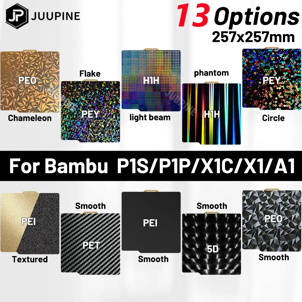 For Bambu Lab P1p Build Plate X1 X1c Pei Texture 257x257 Pey Peo Sheet Smooth Magnetic Spring Steel For Bambu Lab Carbon Plate - 3d Printer Parts & Accessories - AliExpress