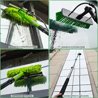 Kit de brosse à poteau alimenté par eau, Extension télescopique 30/36/42 pieds, pour fenêtre/panneau solaire photovoltaïque, outil de nettoyage et de lavage 6