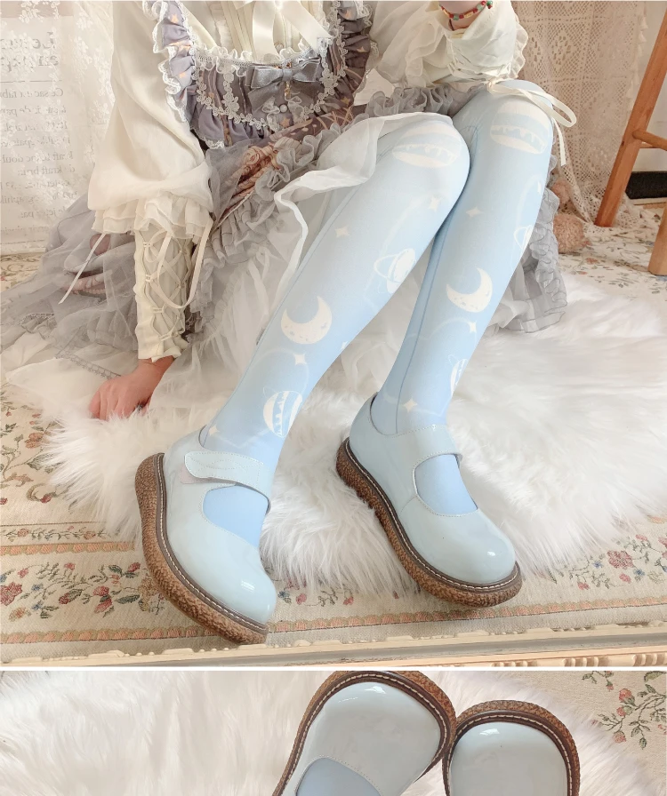 Fashion Lolita Socks for Women Spring Summer Tube Socks Velvet Print Knee Socks Lolita Japanese Stye Thigh High Stockings