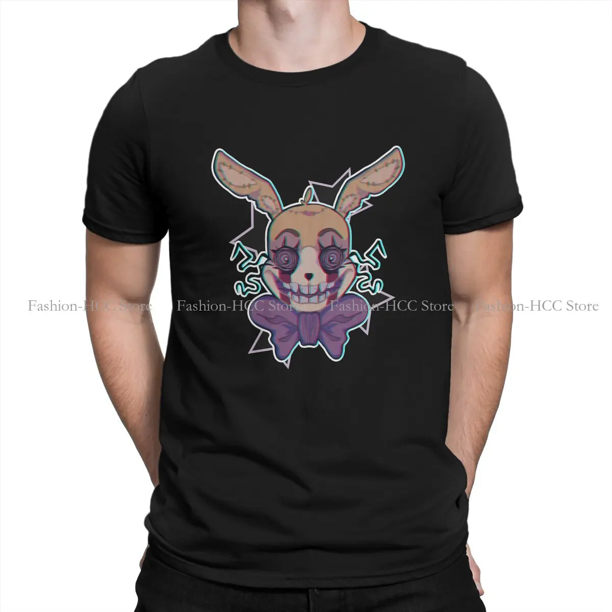 

F N A F Games Crewneck Original TShirts Glitchtrap Personalize Men's T Shirt Polyester Funny Clothing