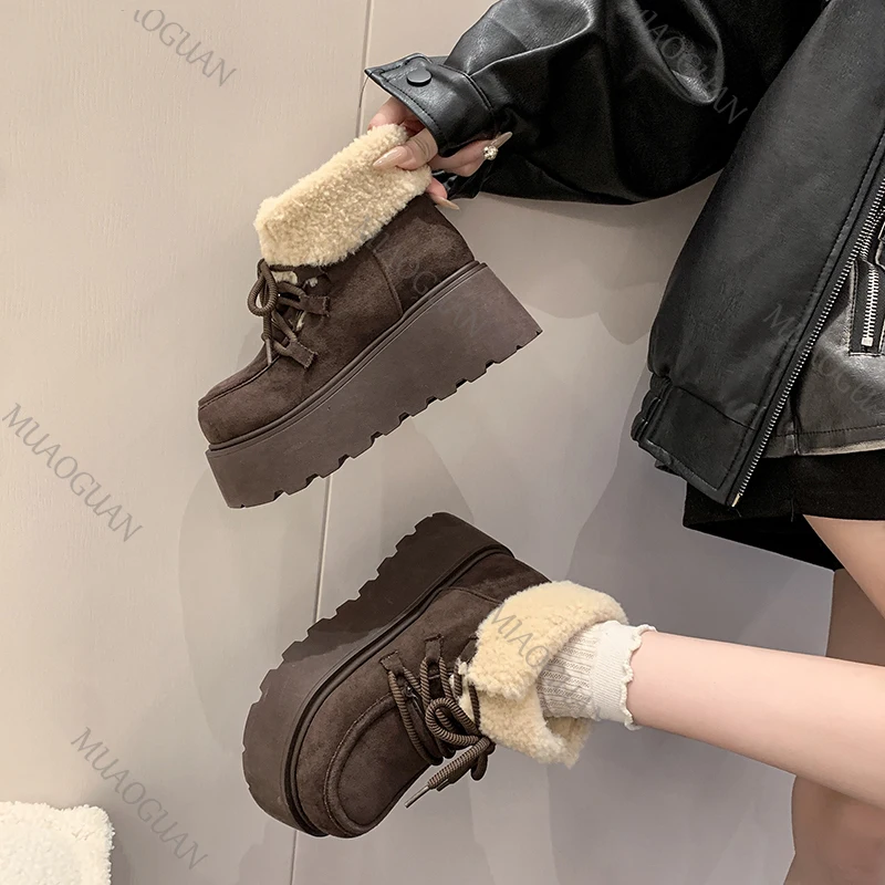 Women's Platform Snow Boots With Non-slip Sole For Winter_voghion.com
