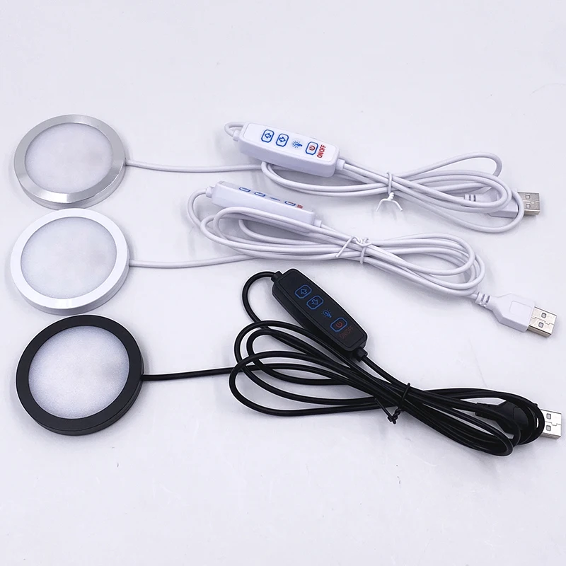 8mm USB 5V 3W Dimmable Spotlight Surface Mounted Mini LED Circular Ceiling Light Exhibition Cabinet Lamp led spotlight miniature lights