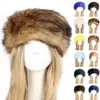 Winter Women Hat Solid Color Faux Fur Hat Thickened Turban Wide Hat For Skiing 1