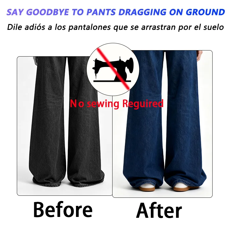 Pants Hem Shortening Clips - No-Sew, Non-Slip, Transparent & Decorative Solution