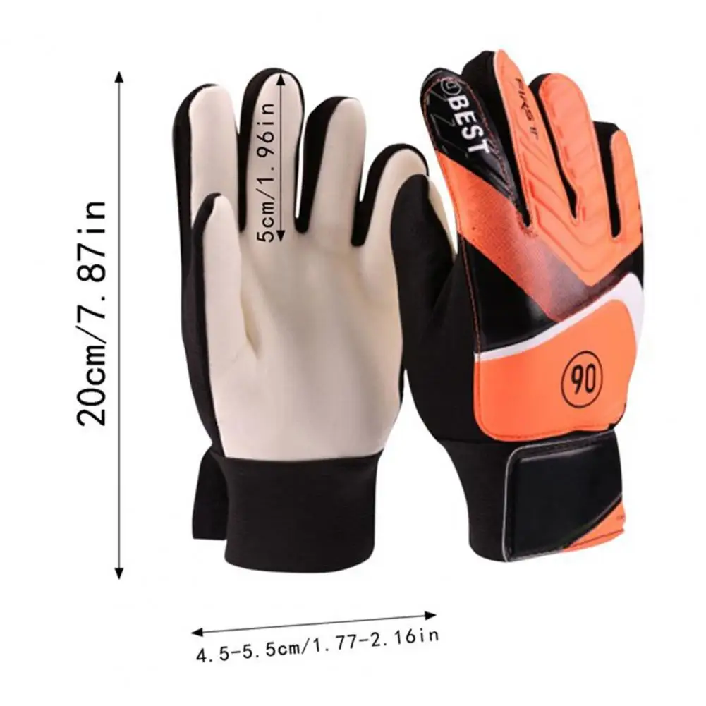 1 Pair Goalkeeper Gloves Anti Slip Palm Design Soccer Goalie Gloves Super Grip Finger Children Football