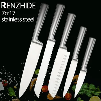 Set di coltelli da cucina Cucina in acciaio inossidabile da 5 pezzi con manico cavo Coltello da chef Coltello giapponese Coltello multiuso Coltello da frutta 1