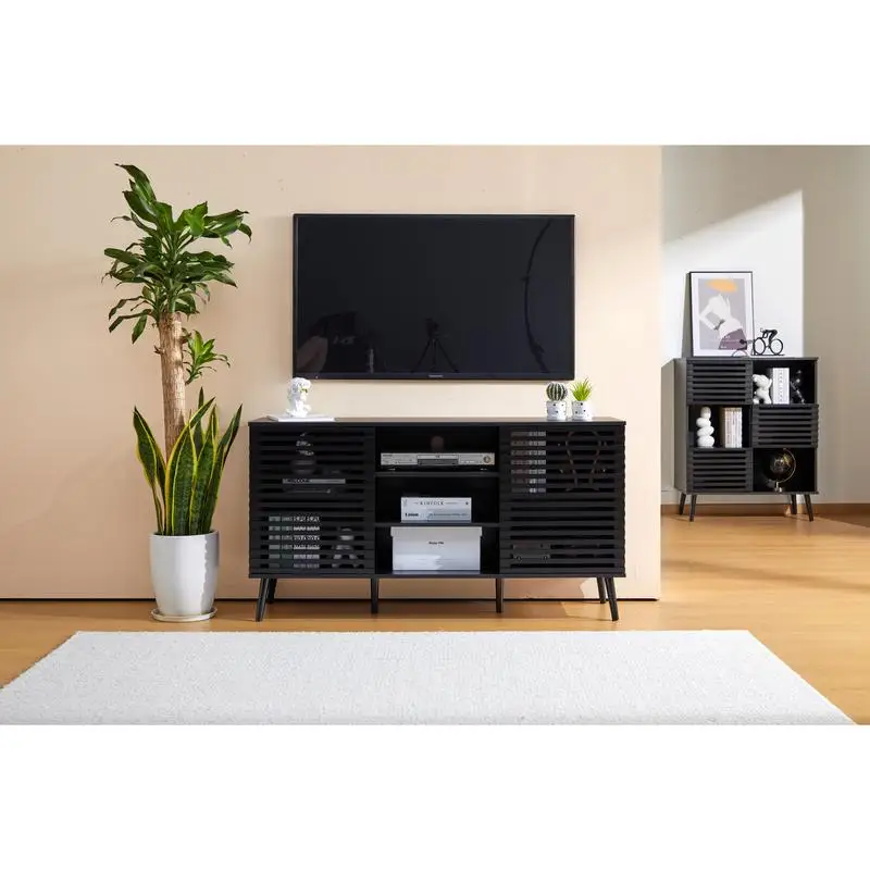 

Stand for TVs up to 60 Inch, Mid-Century Modern TV Cabinet Entertainment Center with Storage Shelves, Media dm