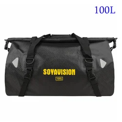 Waterproof Motorcycle Tail Bag - Outdoor Travel Dry Luggage Roll Pack & Seat Backpack (100L carbon fiber)