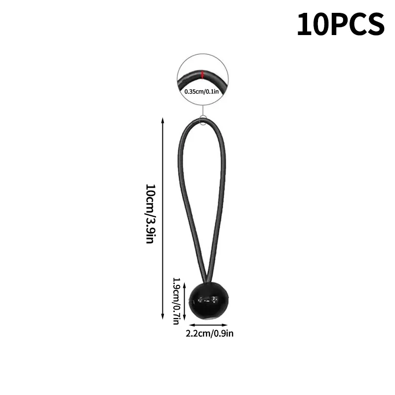 10/50pcs Black Bungee Ball Rope Camping Equipment Elastic Tent Canvas Fixing Tarpaulin Awning Canopy Heavy Duty Tarp Tie Down