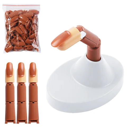 Trainning Practice Hand Fingers Flexible Movable False Hands with 100pcs Nail Tips Display Manicure Fingers Nail Accessory