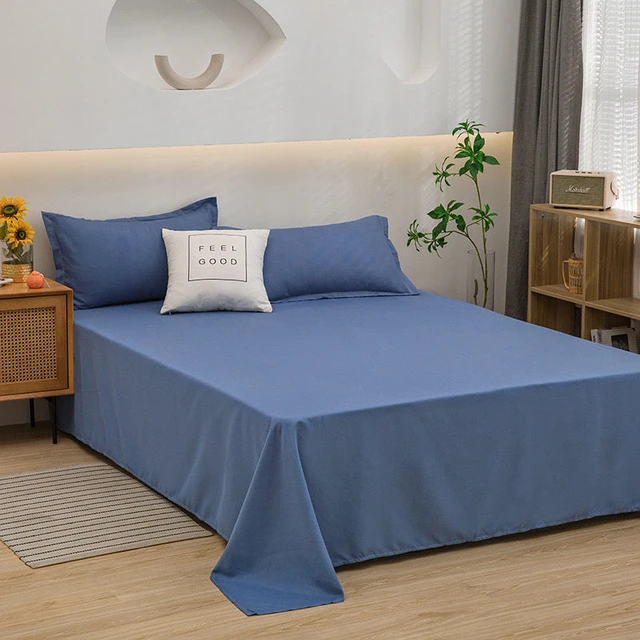 Luxury Bed Sheets Soft Comfortable Cotton Flat Sheet Solid Color