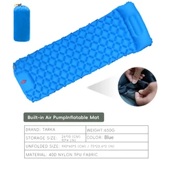 TARKA Inflatable Camping Mattress with Built - in Pillow - Self - Inflating Sleeping Pad (Blue)