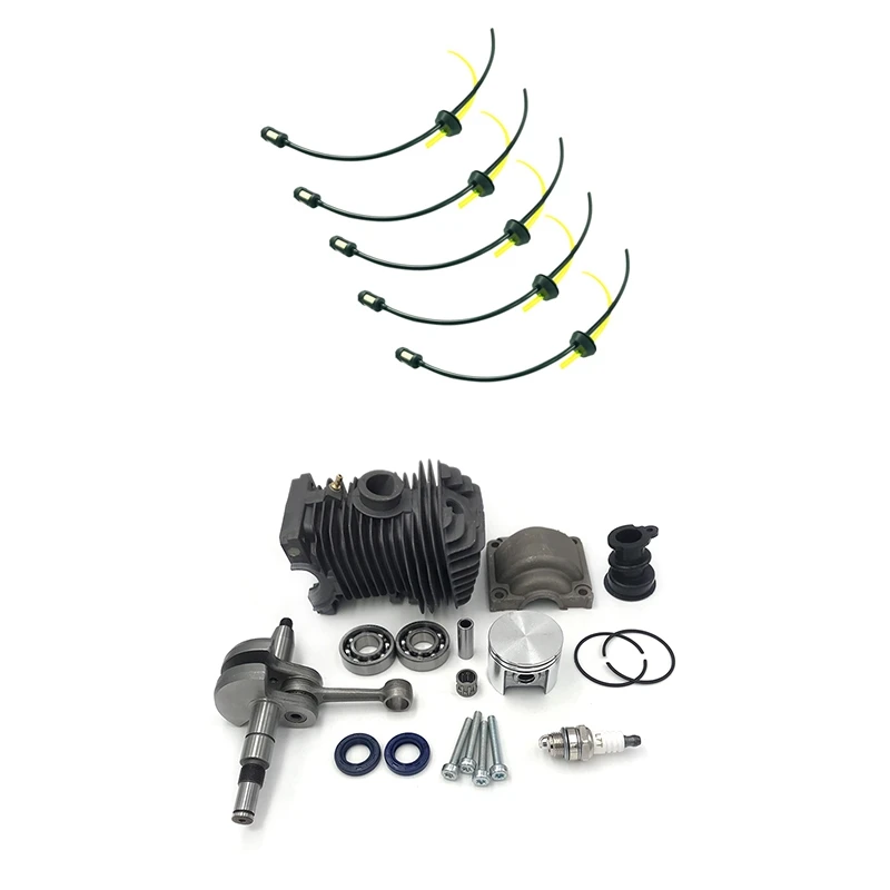 

5 Pcs Replacement Fuel Hose Pipe Tank Filter & 1 Set 42.5MM Cylinder Piston Engine Motor Rebuild Kit