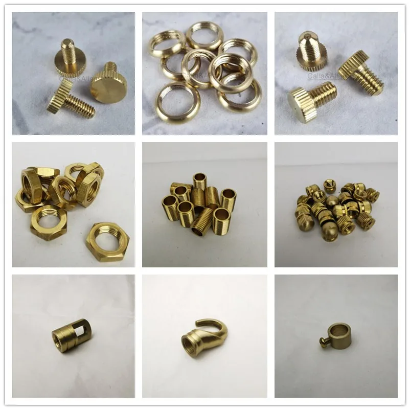 10 pieces Pure Brass nut open hole accessories Screw nut Copper M10 round screw ring fastener decorative Lighting part decorative lights diy lighting accessories