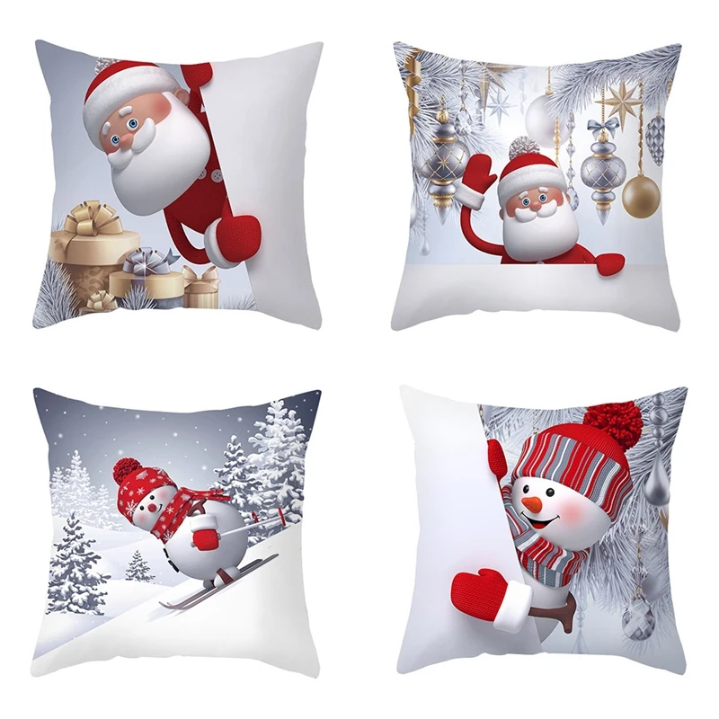 

Christmas Cushion Cover Peach Skin For Home Christmas Ornaments Xmas Navidad Gifts Happy New Year