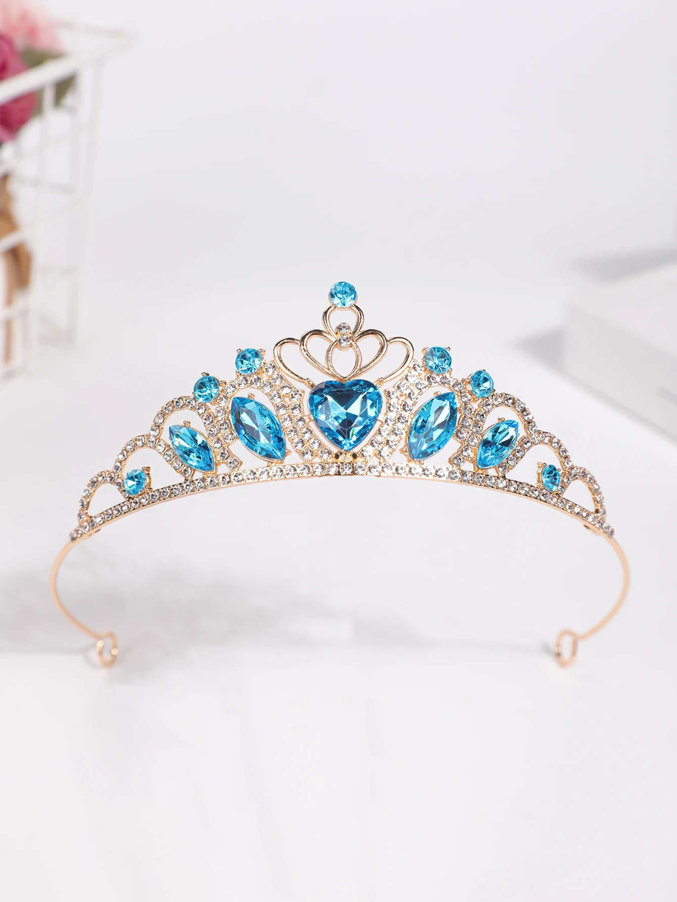 1 Stück Kopfschmuck, Strass-Krone aus Legierung, Braut-Prinzessinnenkrone, Hochzeitszubehör, Krone, Haar-Accessoire, Kuchendekoration, Krone – Detail 4