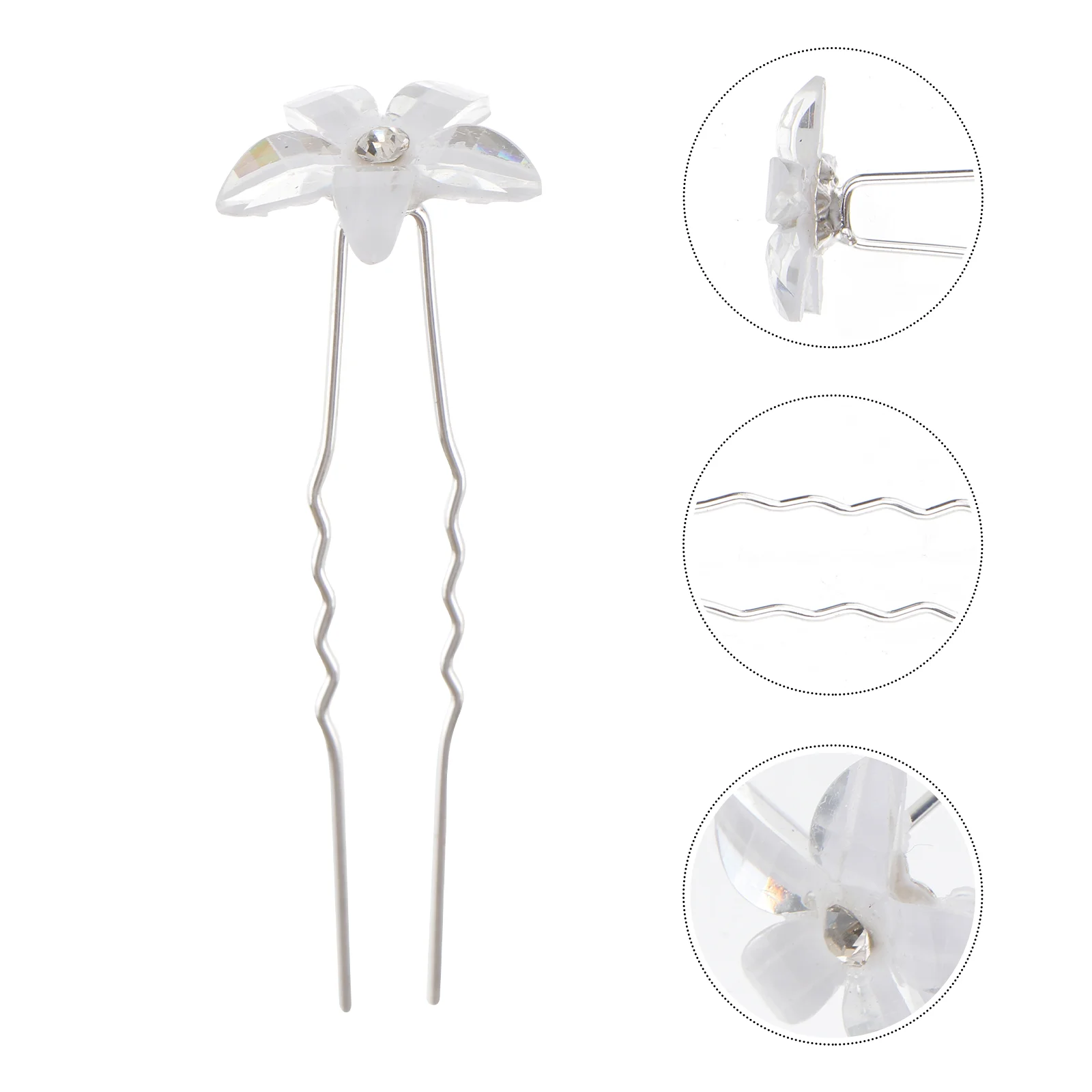 

8 Pcs Wedding Girl Child Bride Rhinestone Bobby Pins Hair Barrettes Prom Accessories U Shape Clips Shaped