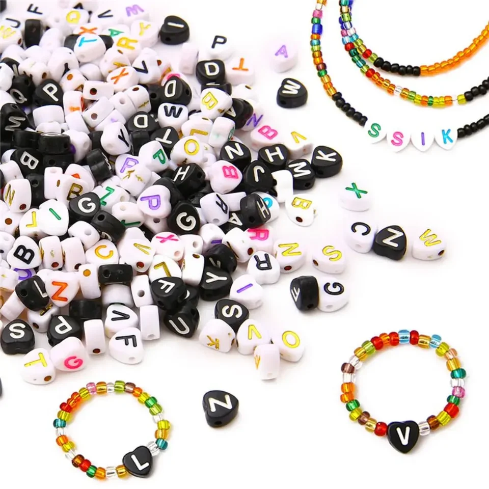 100 pz 7mm lettere coreane miste perline rotonde alfabeto coreano perline acriliche per creazione di gioielli accessori collana braccialetto fai da te  36