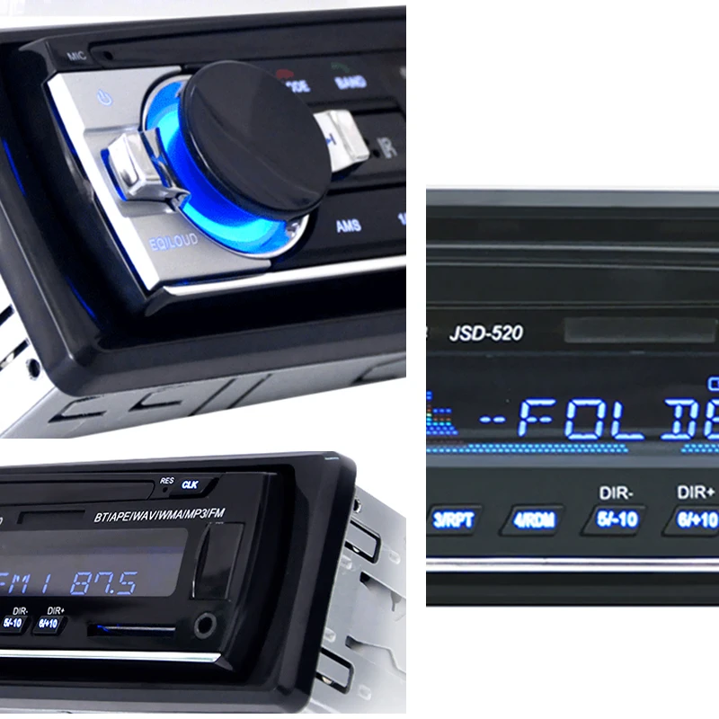 Car Radio Player 1 din Stereo Digital Bluetooth MP3 60Wx4 FM Radio Stereo Audio Music USB/SD In Dash AUX Input