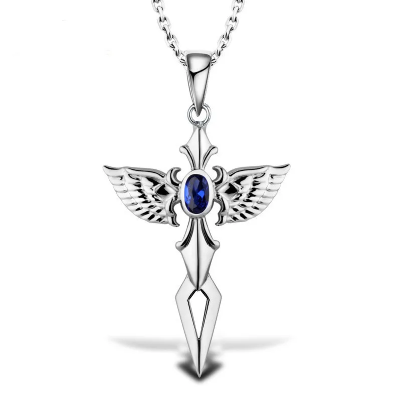 Punk Simple Angel Cross Sword Pendant 
