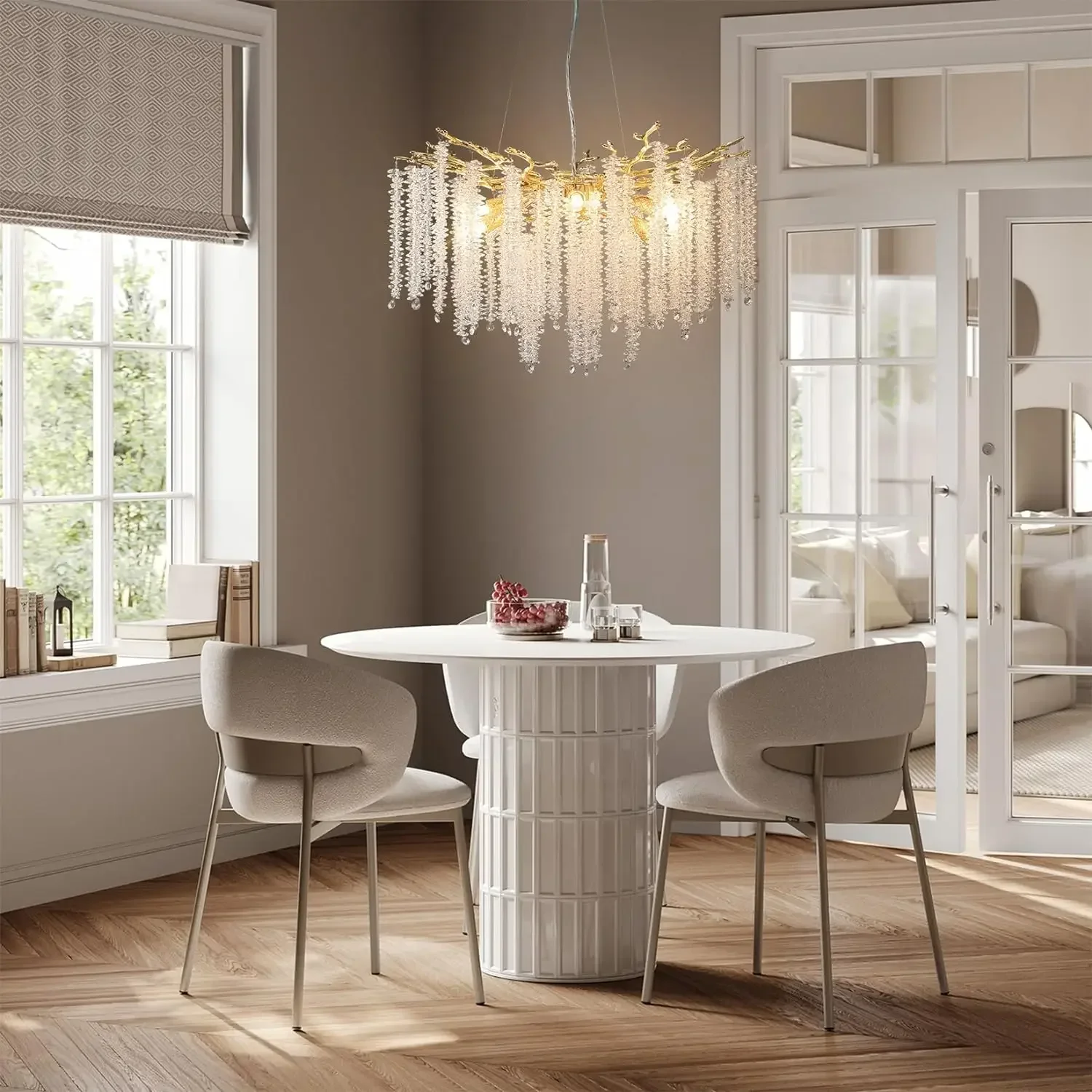 Artpad Round Branch Crystal Chandelier Dining Room Raindrop Ceiling Hanging Crystal Pendant Lamp for Kitchen Island Living Room led chandelier ceiling chandelier led pendant light