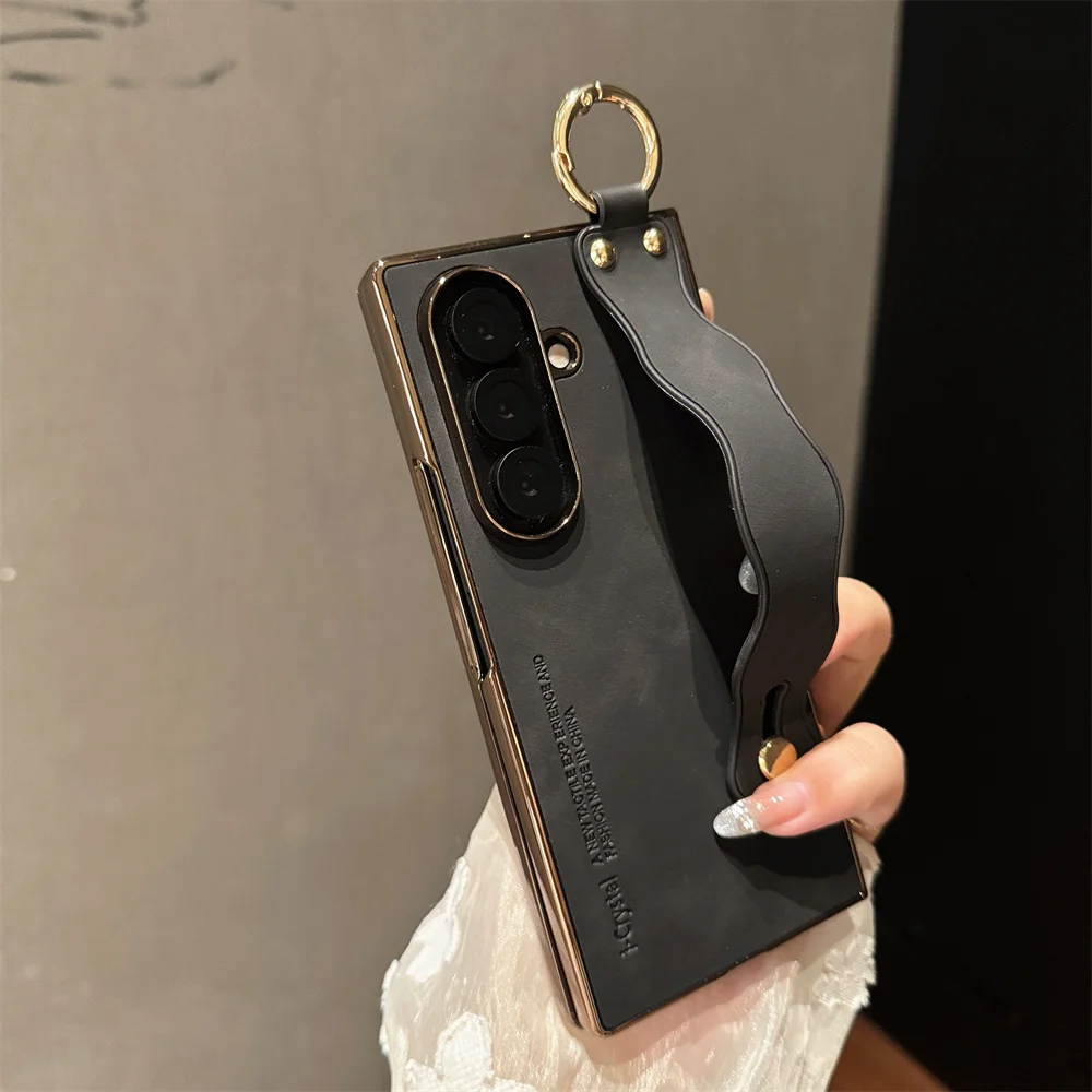 Luxuriöse PU-Leder-Handyhülle für Samsung Galaxy Z Fold mit Handschlaufe, Armbandhalterung, Handständer-Abdeckung für 7, 6, 5, 4, 3, 5G – Detail 7