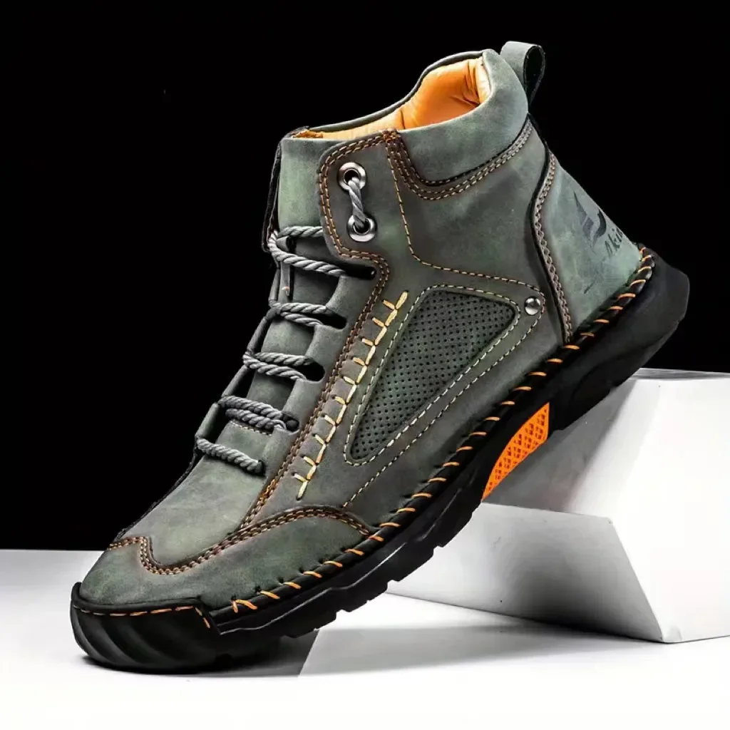 Men's Hand-stitched Boots Plus-size Casual Shoes Comfortable Soft Ankle Boots Outdoor Non-slip Wear Boots 2025 New
