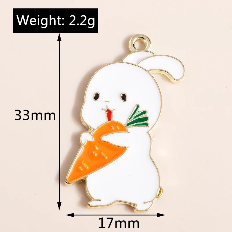 Leslie Mixed 10/20 Stück süße Emaille-Kaninchen-Anhänger-Charms für Schmuckherstellung, DIY, Ohrringe, Halskette, Armband, Zubehör, Zubehör – Detail 19
