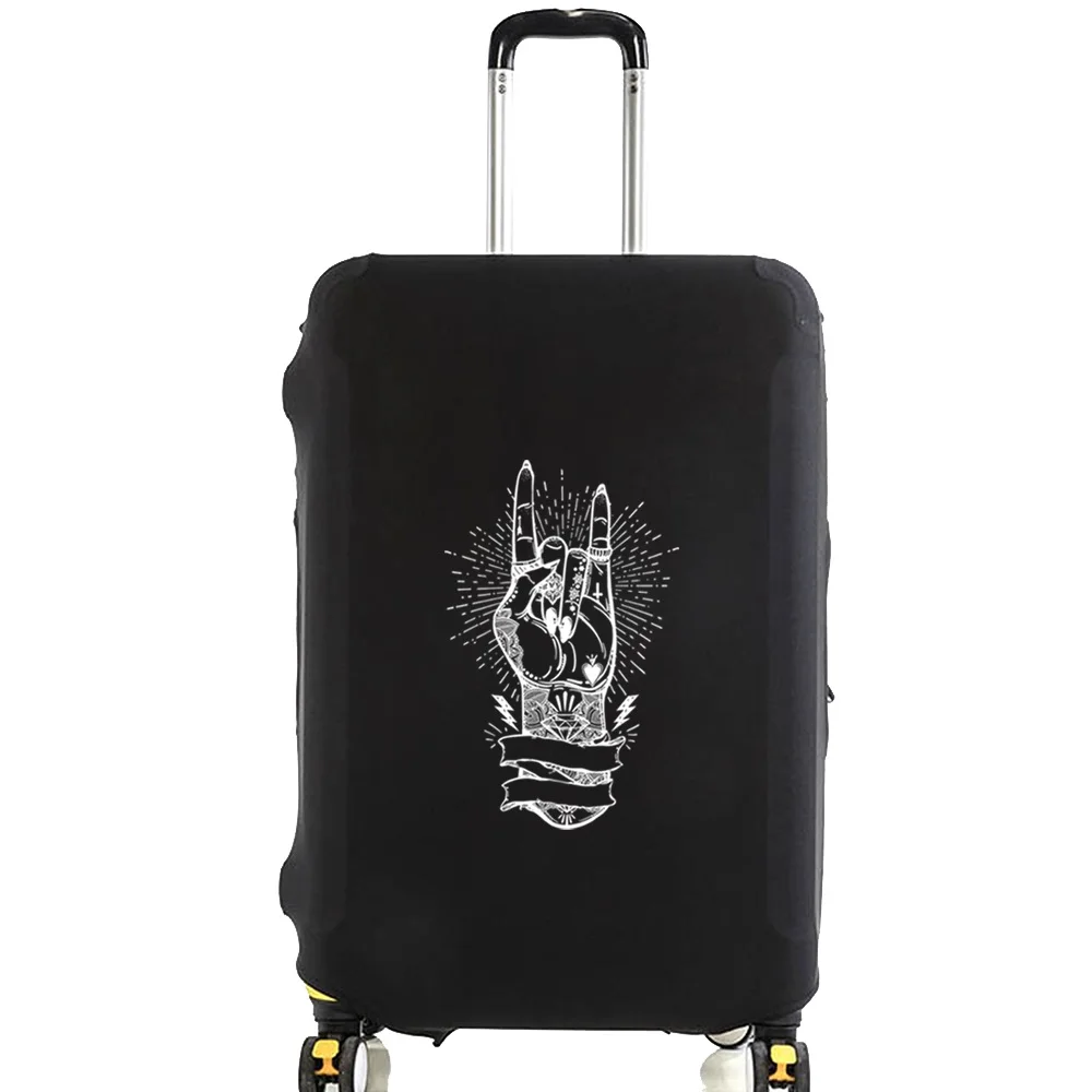 Unisex Luggage Cover 18-28 Inch Fashion White Picture Series Pattern Trolley Suitcase Elastic Dust Bags Case Travel Accessories 3