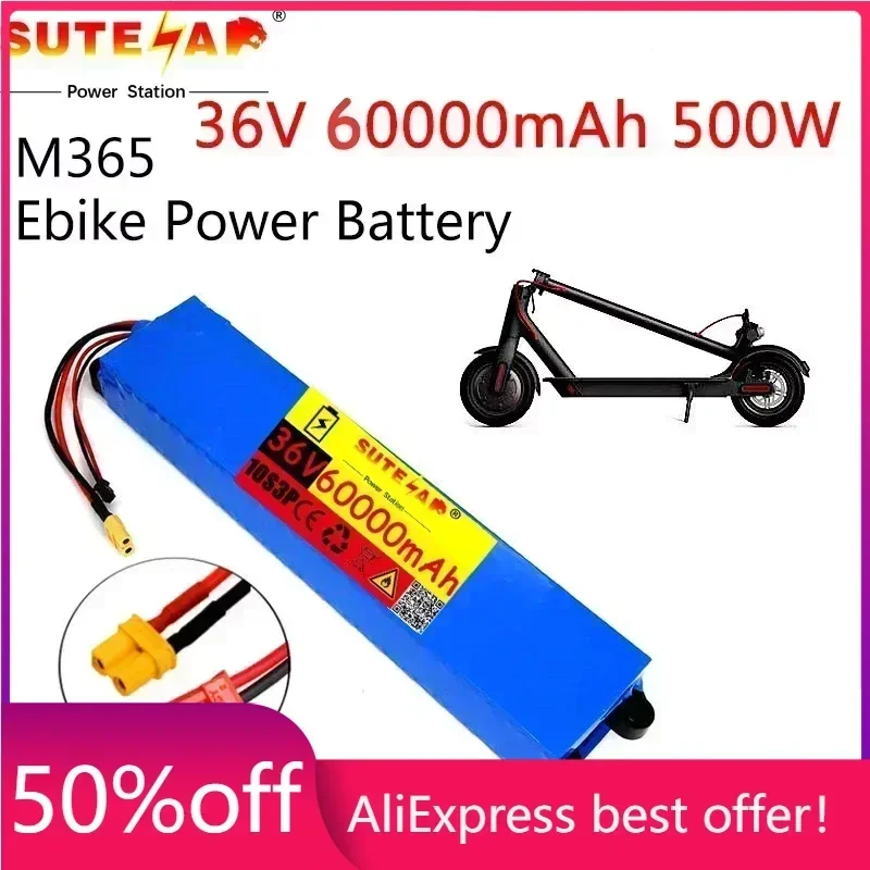 

36V Battery 60Ah 18650 lithium battery pack 10S3P 60000mah 500W Same port 42V Electric Scooter M365 ebike Power Battery with BMS