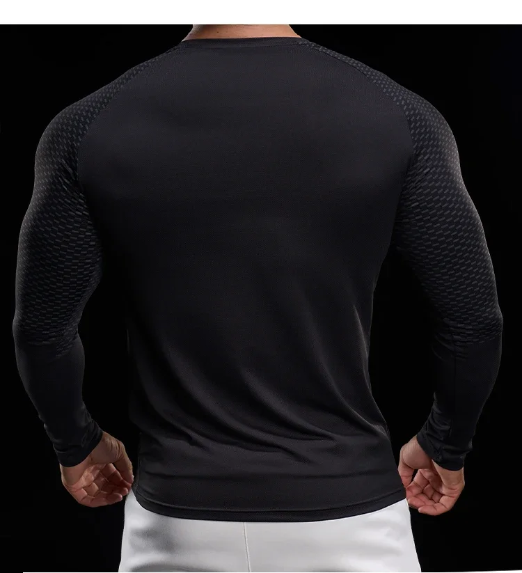 Men Athletic Running Shirt Elastic Training T-shirt Gym Fitness Workout Tight Outdoor Jogging Sweatshirt