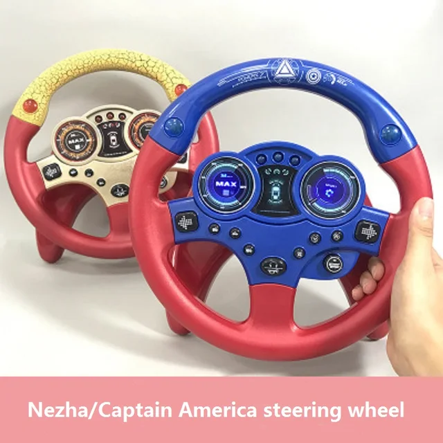 Cute Children Steering Wheel Toy With Light Simulation Driving Sound Music Funny Educational Baby Electronic Travel Kids Toys 2