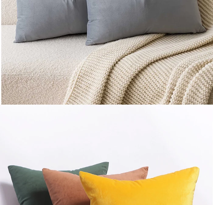 Velvet Cushion Cover Light Gray Soft Pillow Cover 45*45 Pillow Case for Living Room Sofa Modern Home Decor Throw Pillow Cover