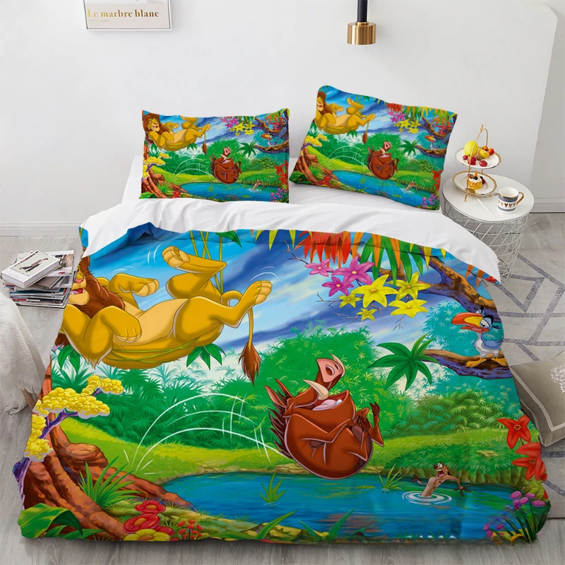 thumbnail image 1 of Disney-juego de ropa de cama de El Rey León para niños, funda de edredón, funda de almohada, dibujos animados de Anime Kawaii, ropa de cama para dormitorio, regalo de cumpleaños, 1 of 5