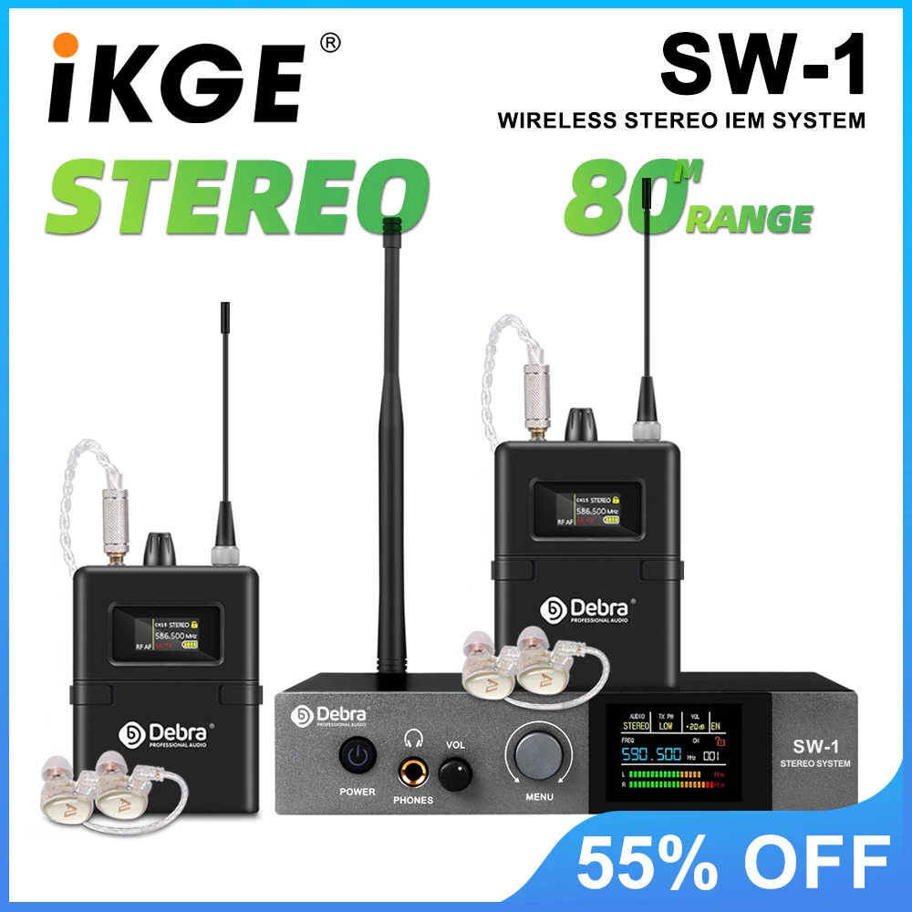 Wireless in ear monitor SW-1 Wireless Stereo In-Ear Monitoring System Real-time In-Ear Monitoring 590-599 MHz Stage and Outdoor Performance