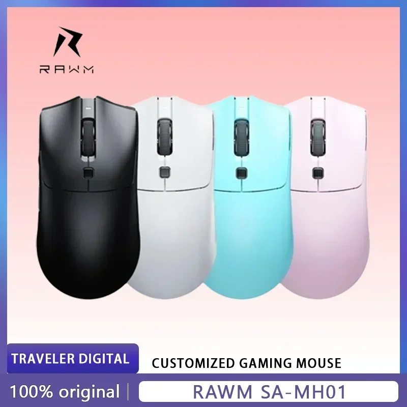 

Rawm SA-MH01 Gaming Mouse 3-Mode 4K Paw3395 Nordic52840 FPS Hot-Swap Wiresless E-Sports Mouse Lightweight Pc Gamer Accessories