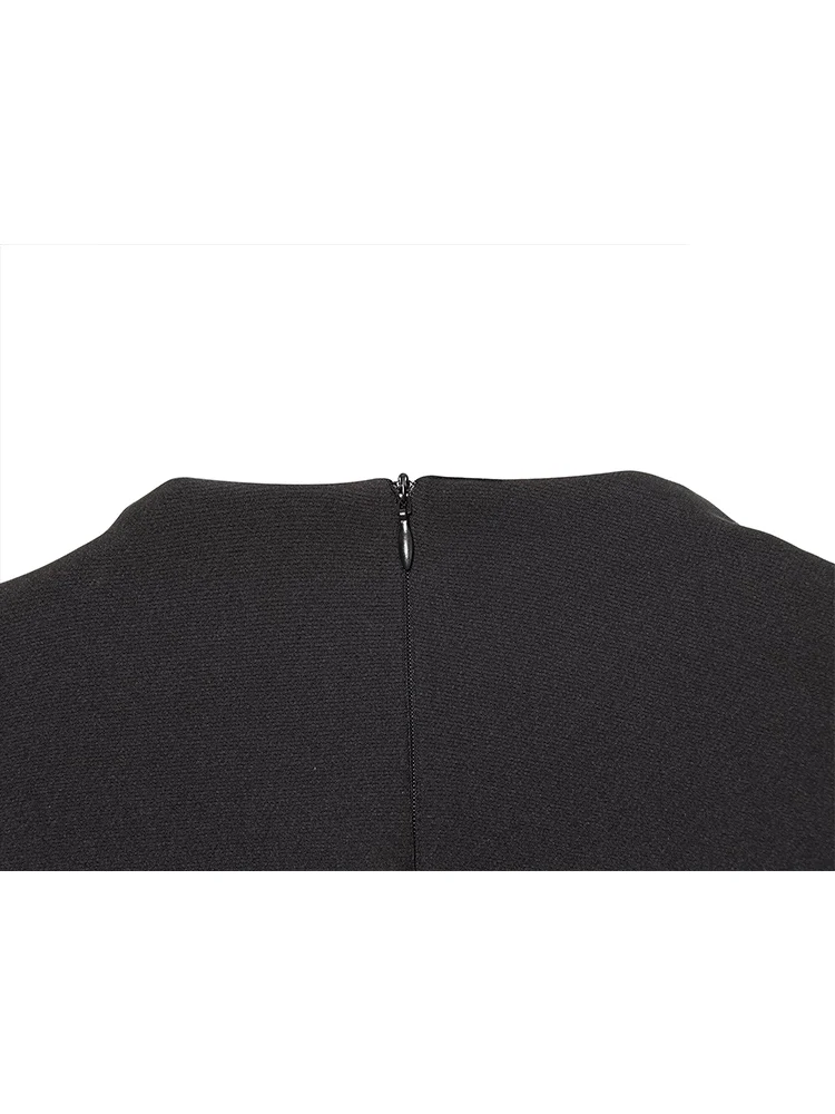 TFMLN Women Hollow Out Mini Dress Sexy Round Neck Long Sleeve Jewel Button Decortion A-line Dresses New Female Chic Party Dress