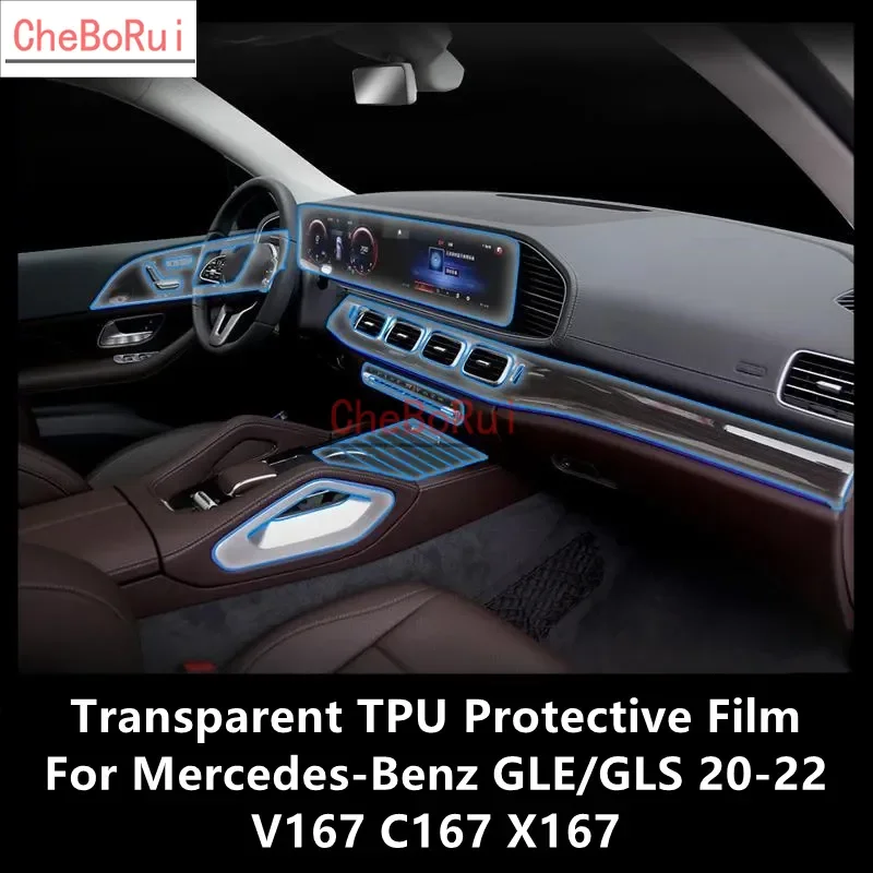 

For Mercedes-Benz GLE/GLS 20-22 V167 C167 X167 Car Interior Center Console Transparent TPU Protective Film Anti-scratch Repair