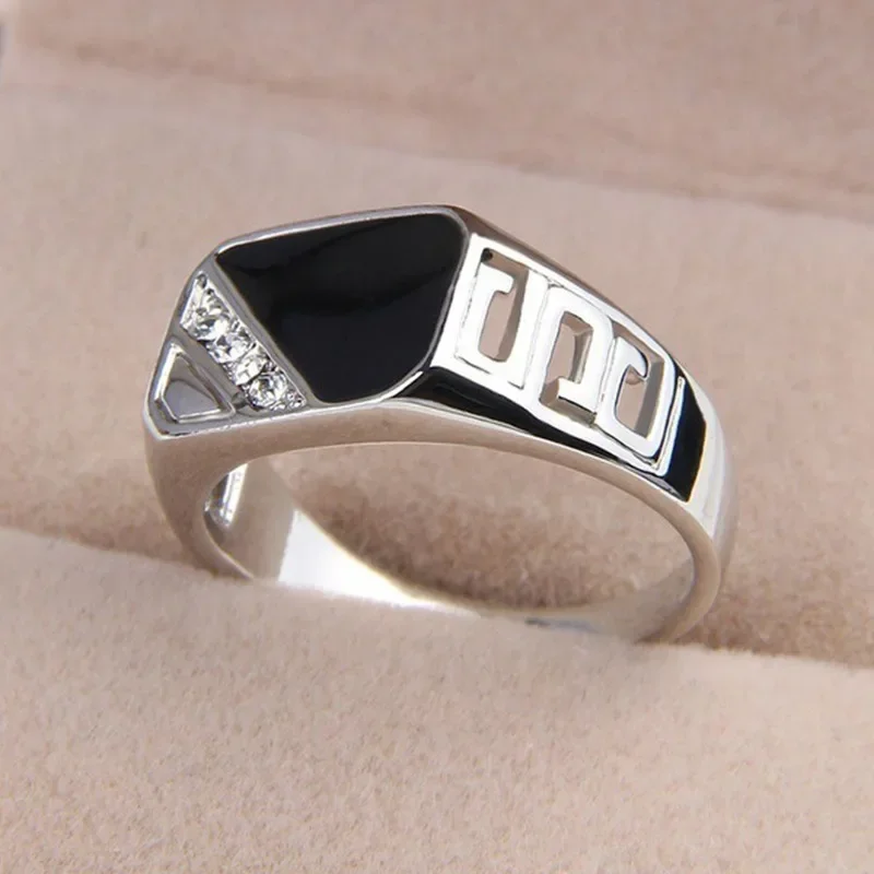 Rings for Men Metal Glossy Geometric Width Signet Square Finger Punk Style Fashion Jewelry Accessories