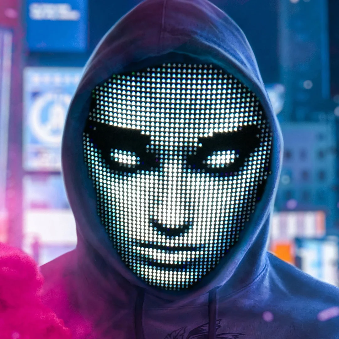LED Lighted Face Transforming Mask Shining for Fun Parties Birthday Festival Cosplay Halloween Costume APP or Gesture Con