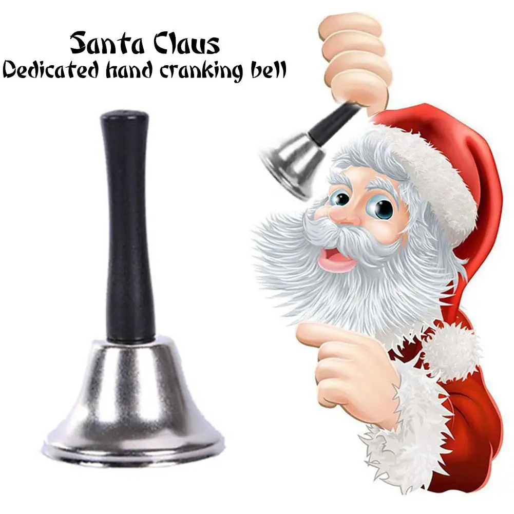 

Christmas Hand Bell Santa Claus Jingle Bells Gold Silver Supplies Bell Restaurant Xmas Call Handbell Decoration School Serv O6J1