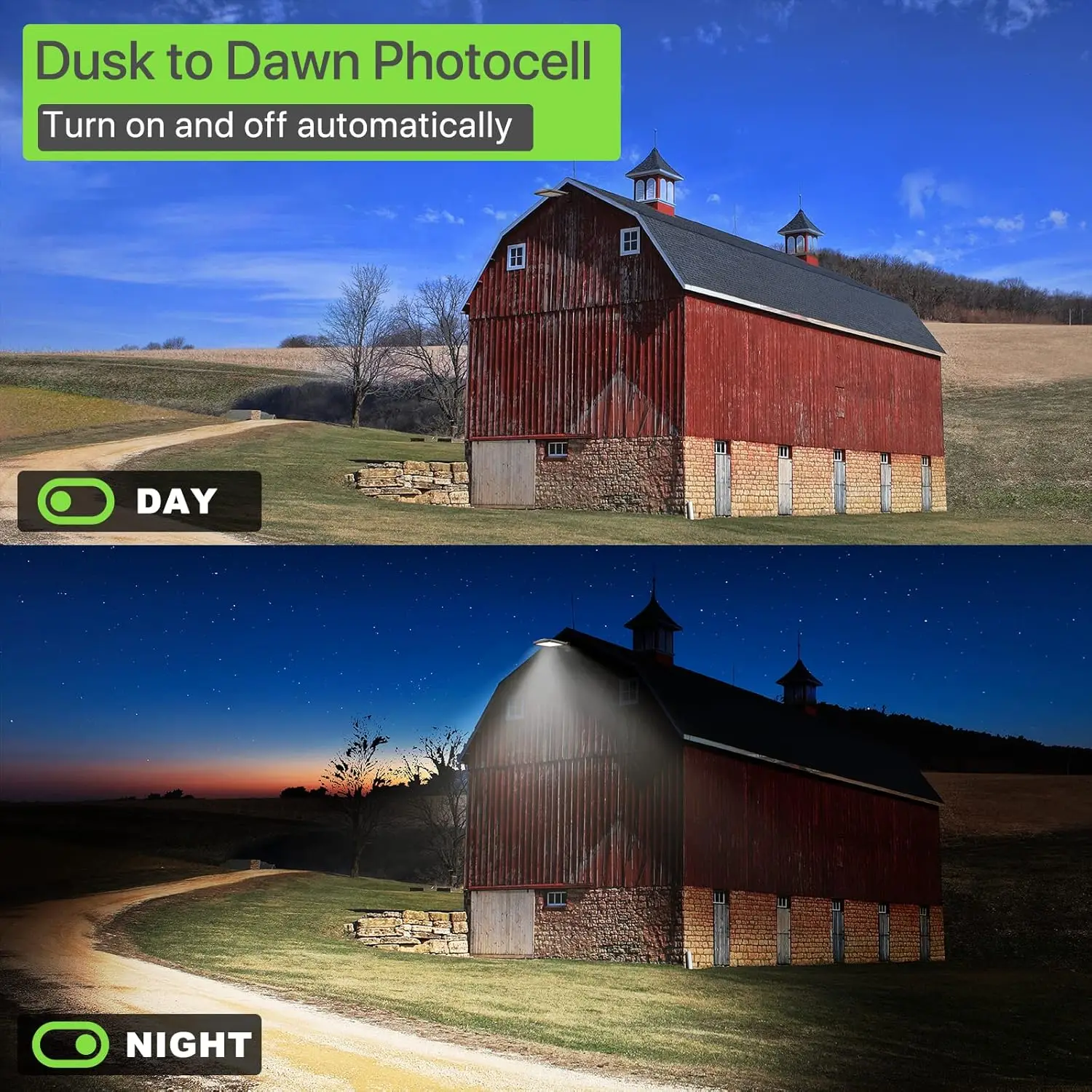 Dusk to Dawn Photocell Street Lights,Adjustable Arm Mount IP65 Waterproof Commercial 4