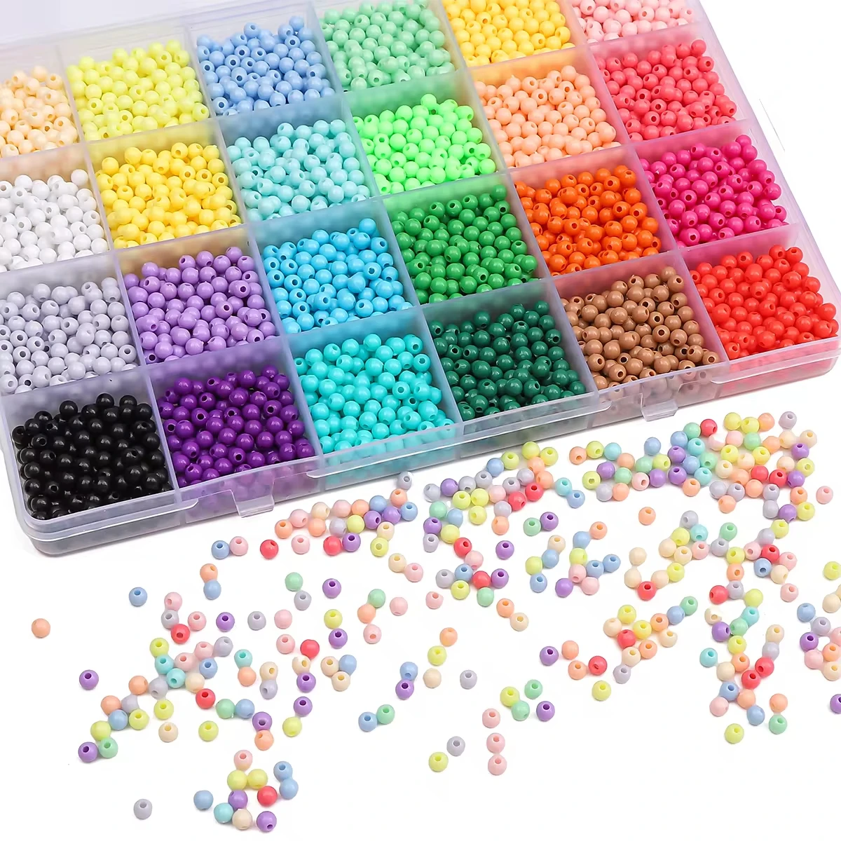 4mm rice beads loose beads handmade DIY making jewelry accessories About 3600 pieces 24 grid box rice beads
